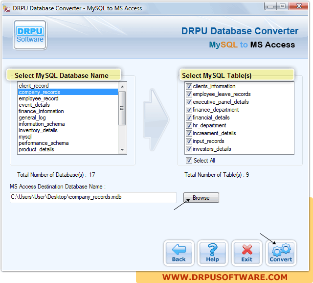 MySQL to Access Converter