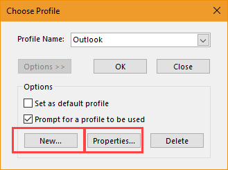 add new profile in outlook