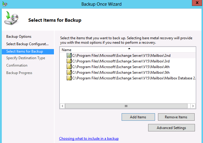 backup exchange database