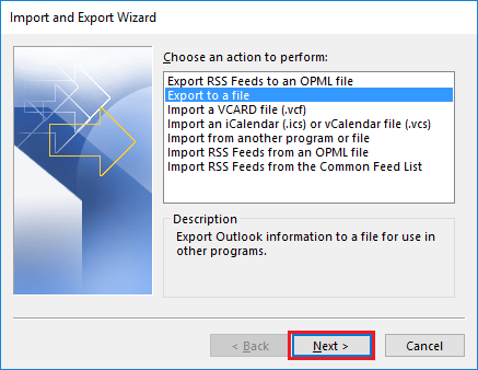 export eml to pst