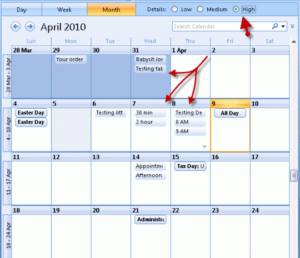 outlook 2016 calendar view