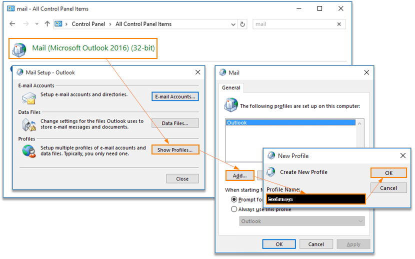 outlook show profile