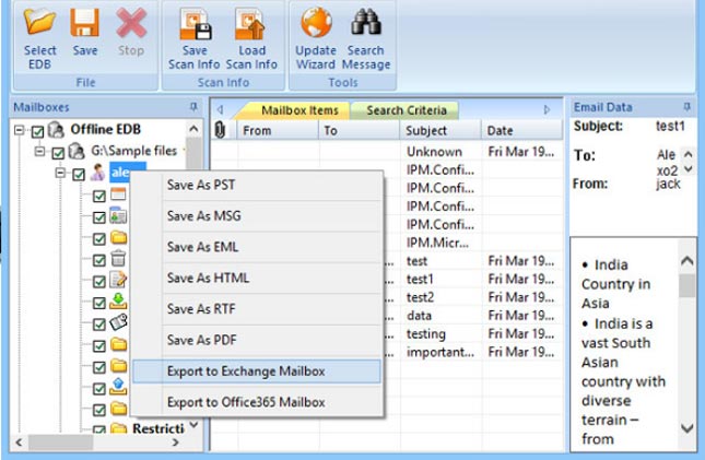 export edb to office 365 stellar
