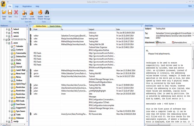 preview edb files in stellar tool