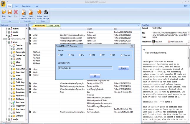save edb to pst file stellar