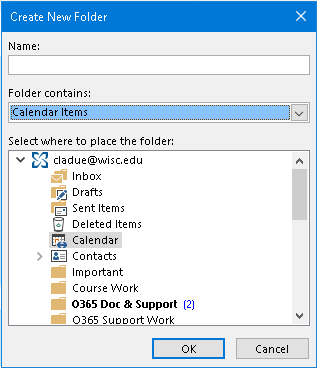 create calendar in outlook 2016