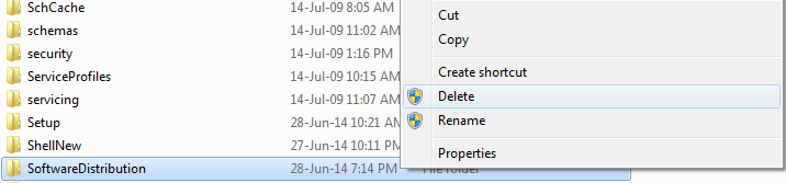 delete software distribution folder