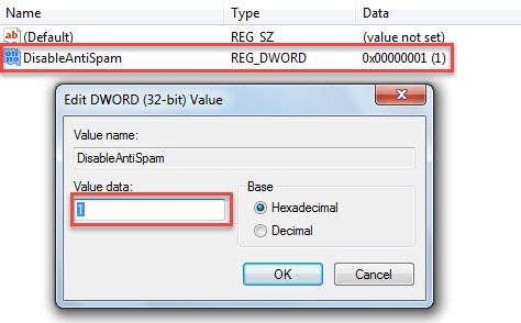 enable anti-spam in outlook
