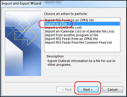 export task in outlook 2016