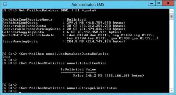 exchnage mailbox increase size management shell