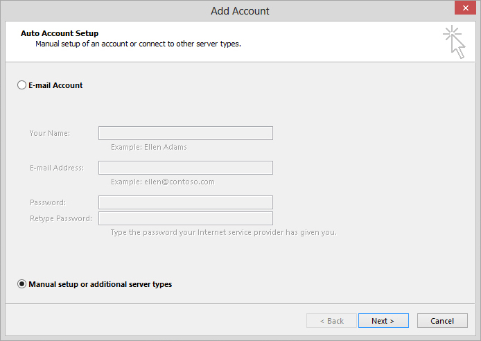 manually add aol account