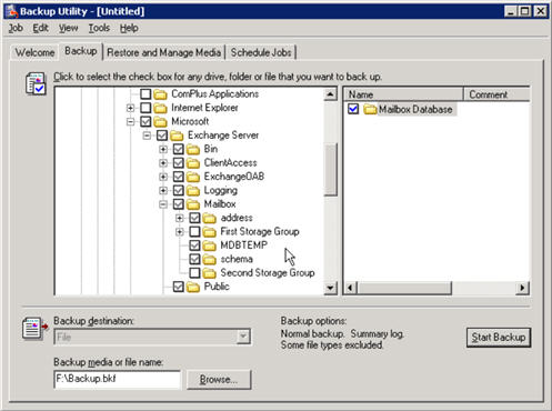 exchnage server program files backup