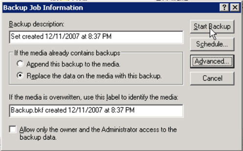 ntbackup exchange server