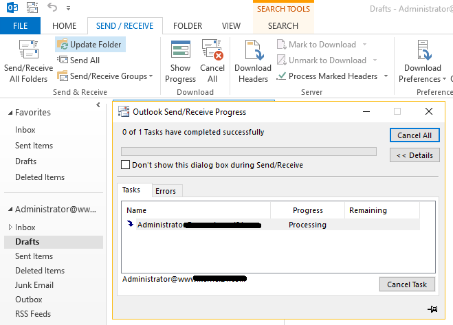 outlook offline folder sync with exchange server