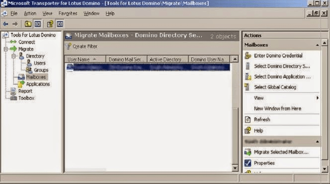 select nsf mailbox to transfer