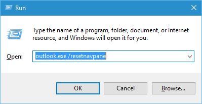 outlook reset navigation pane