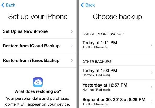 restore items from icloud