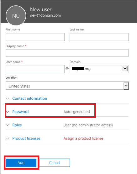 office 365 admin add user
