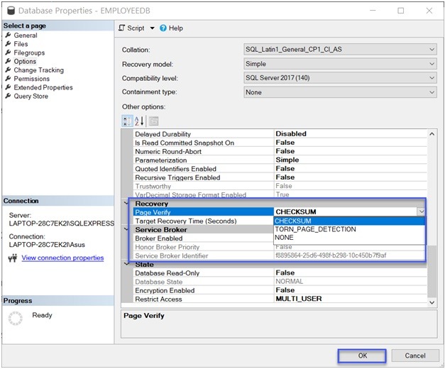 check database corruption in sql server