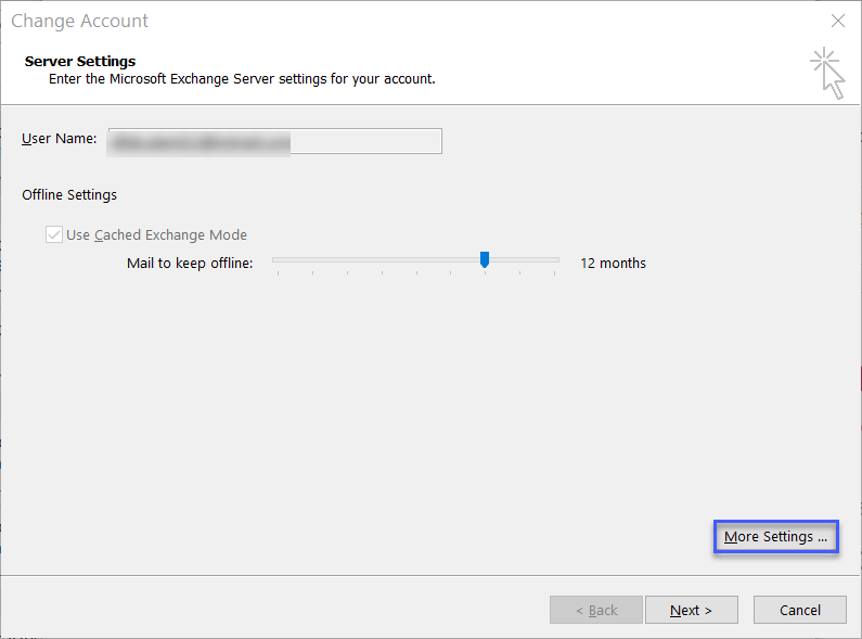 outlook account setting
